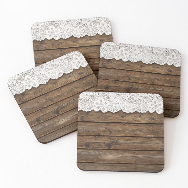 Item preview, Rustic Western Country Brown Barn Wood White Lace designed and sold by LEILA ART SPACE.