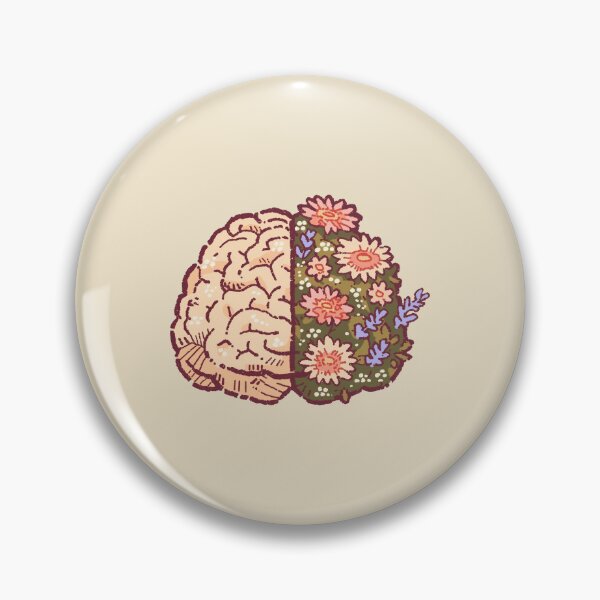 Item preview, Mossy Overgrown Floral Brain, botanical split-brain illustration designed and sold by Magnificent Lizard.