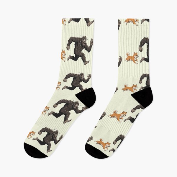 Item preview, Funny Shiba Inu Bigfoot Chasing Boys Girls Kids designed and sold by FurryHavenPH.