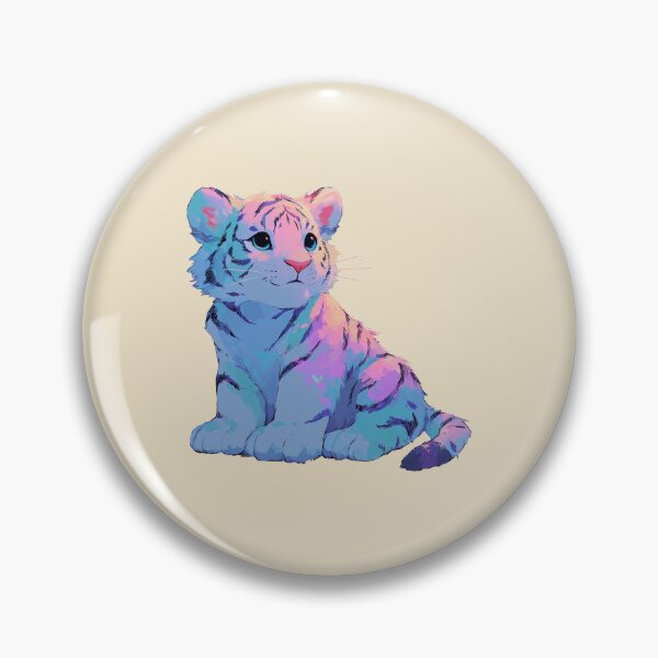 Item preview, Iridescent Baby Tiger, pastel neon cub illustration designed and sold by Magnificent Lizard.