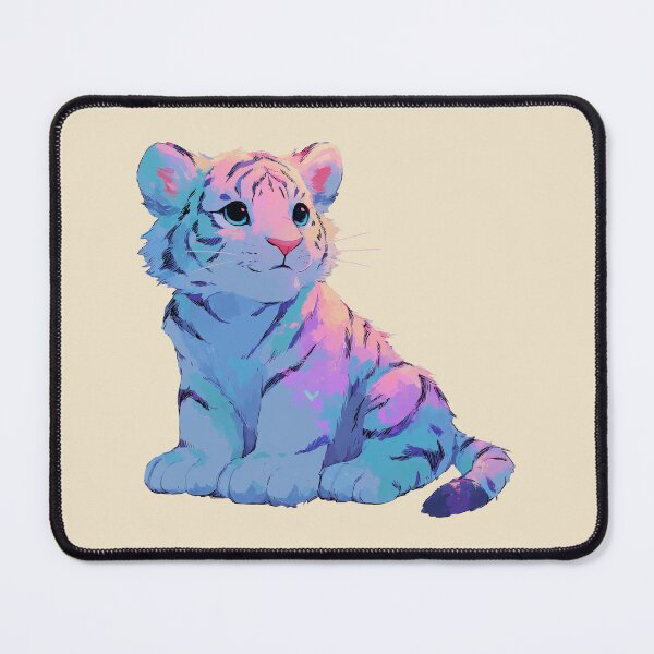 Item preview, Iridescent Baby Tiger, pastel neon cub illustration designed and sold by Magnificent Lizard.