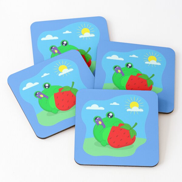 Item preview, Cute Frog with Strawberry – Kawaii Summer Illustration from Cozy Little Shop designed and sold by CozyLittleShop.