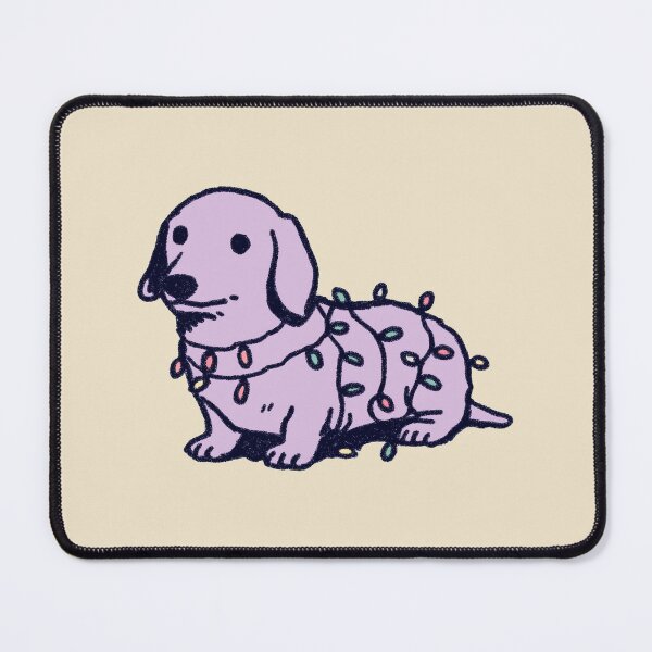 Item preview, Dachshund with Christmas lights tangled, playful holiday illustration designed and sold by Magnificent Lizard.