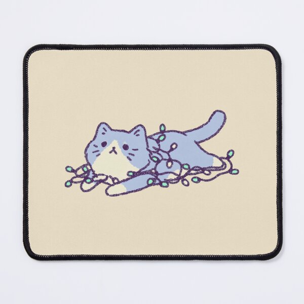 Item preview, Christmas Lights Tangled Cat, pastel crayon illustration designed and sold by Magnificent Lizard.
