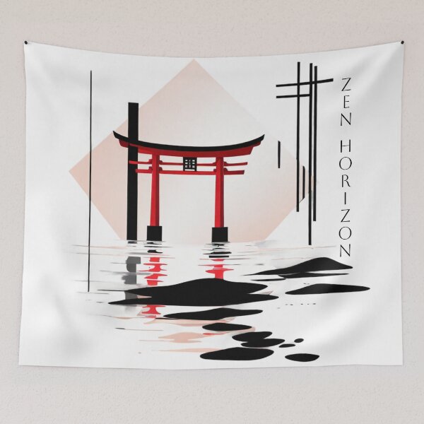Item preview, Sacred Lines – Japanese Temple Reflection Graphic designed and sold by SketchNStyle.