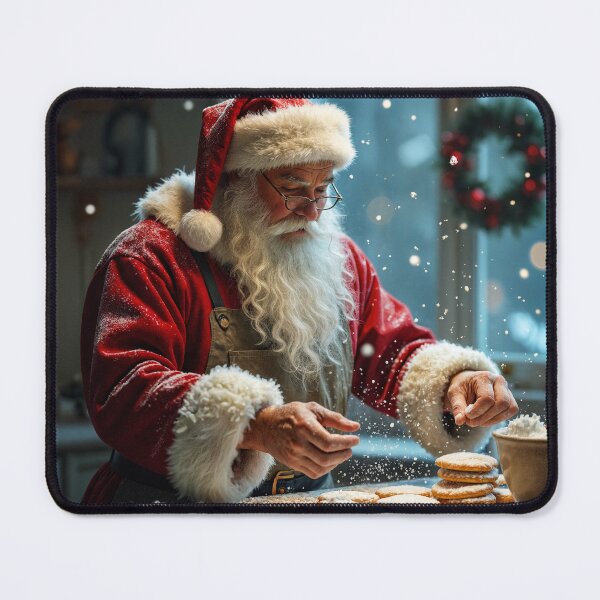 Item preview, Santa Claus baking cookies - In the Christmas bakery. Cozy Christmas time illustration. designed and sold by Connys Colorful World.