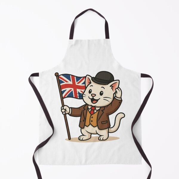 Item preview, British Gentleman Cat Holding Union Jack Cartoon Design. designed and sold by The-T-In-Retro.