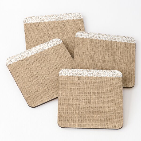 Item preview, Rustic Farmhouse Western Country Beige Burlap White Lace designed and sold by LEILA ART SPACE.