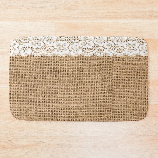 Item preview, Rustic Farmhouse Western Country Beige Burlap White Lace designed and sold by LEILA ART SPACE.