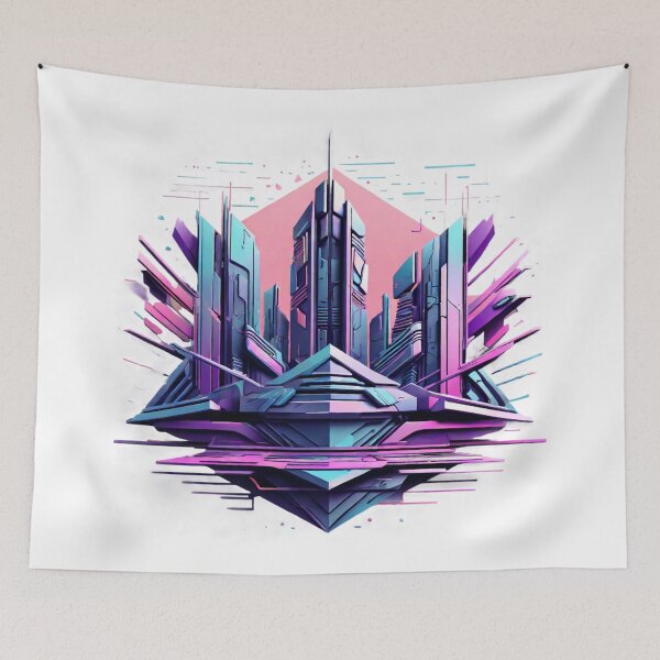 Item preview, Cyberpunk Brutalist Abstract Cityscape designed and sold by SketchNStyle.