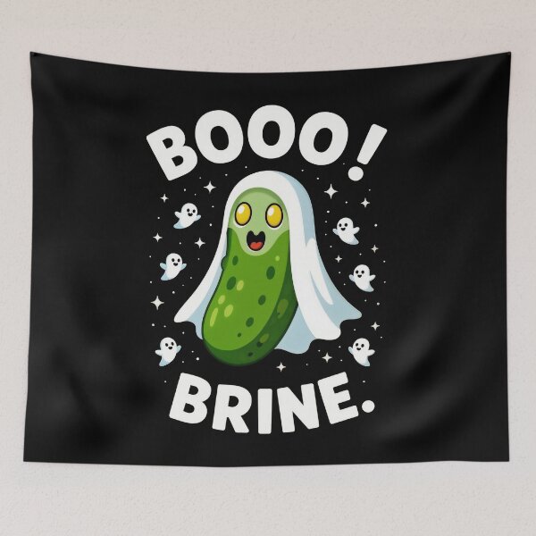Item preview, Boo! Brine. Halloween Pickle Ghost designed and sold by moonmymuse7.