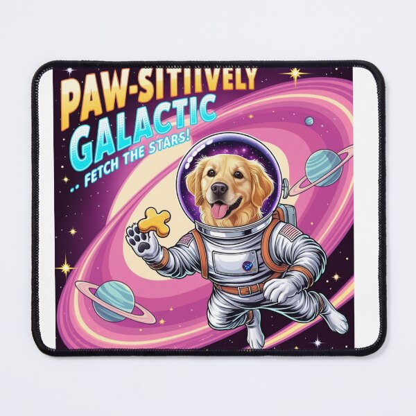 Item preview, Golden Retriever Astronaut Fetches Stellar Vibes designed and sold by Bilikaru.