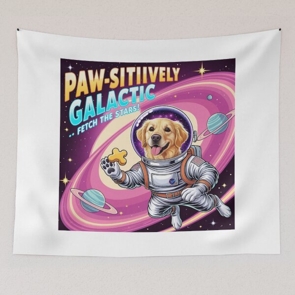Item preview, Golden Retriever Astronaut Fetches Stellar Vibes designed and sold by Bilikaru.