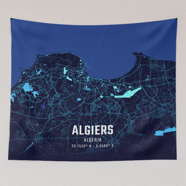 Artikelvorschau, Stadtplan von Algier bei Mitternacht entworfen und verkauft von HomeLivingCo.