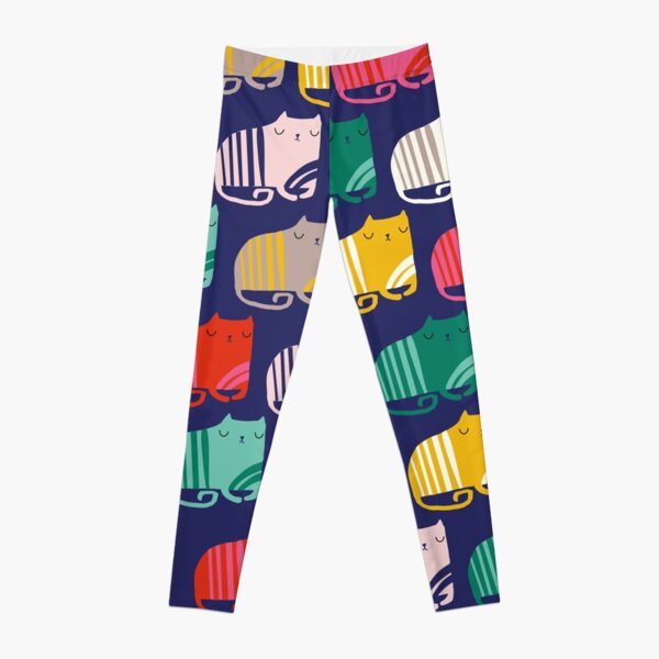 Multi coloured striped cats Leggings