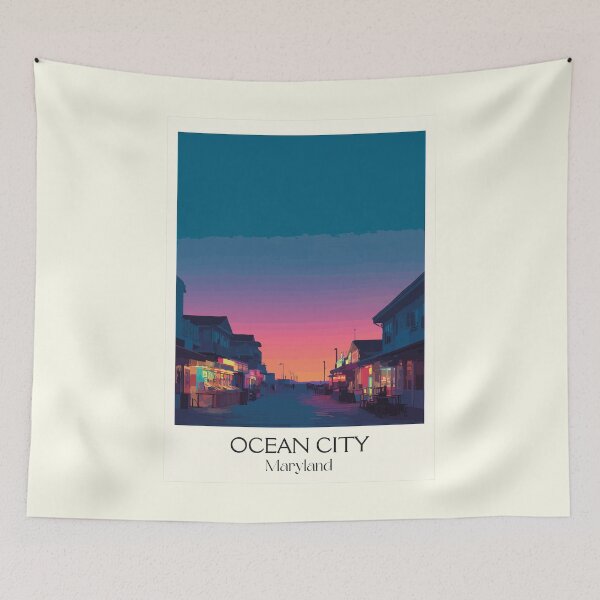 Item preview, Ocean City Maryland | Coastal Highway Night Poster designed and sold by TuncGK.
