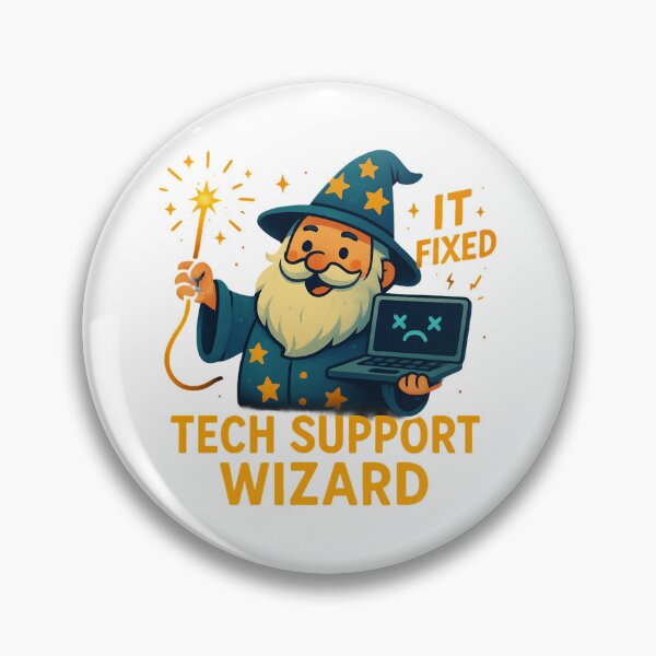 Item preview, Funny Tech Support Wizard Fixing Computer Cartoon Design. designed and sold by The-T-In-Retro.