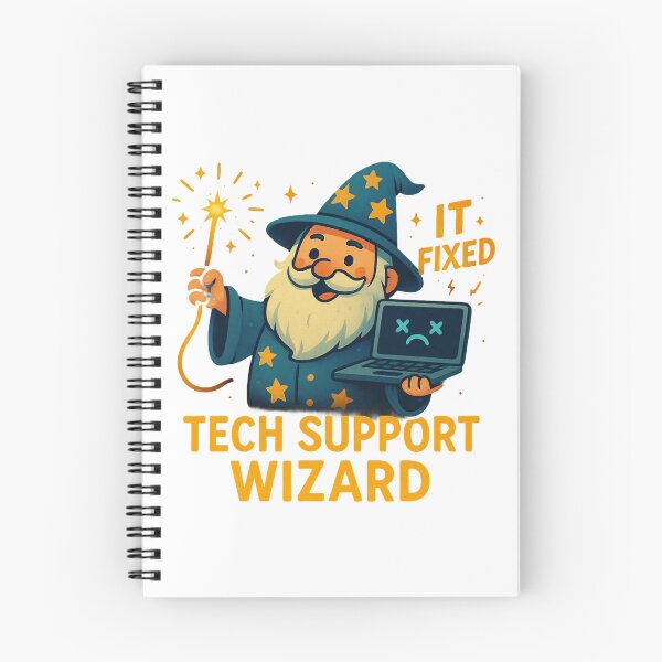 Item preview, Funny Tech Support Wizard Fixing Computer Cartoon Design. designed and sold by The-T-In-Retro.