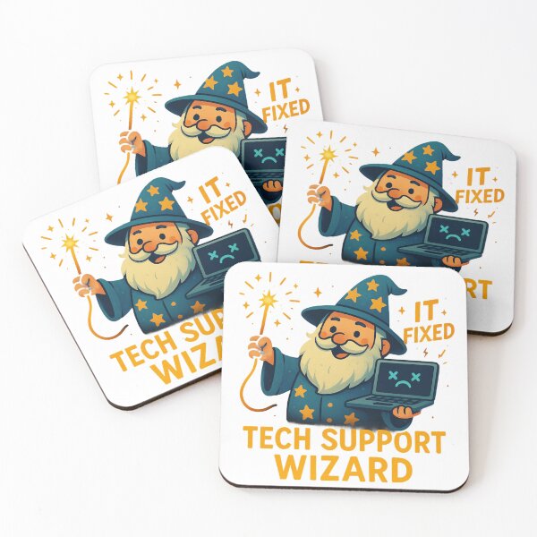 Item preview, Funny Tech Support Wizard Fixing Computer Cartoon Design. designed and sold by The-T-In-Retro.