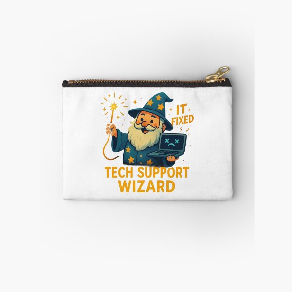 Item preview, Funny Tech Support Wizard Fixing Computer Cartoon Design. designed and sold by The-T-In-Retro.