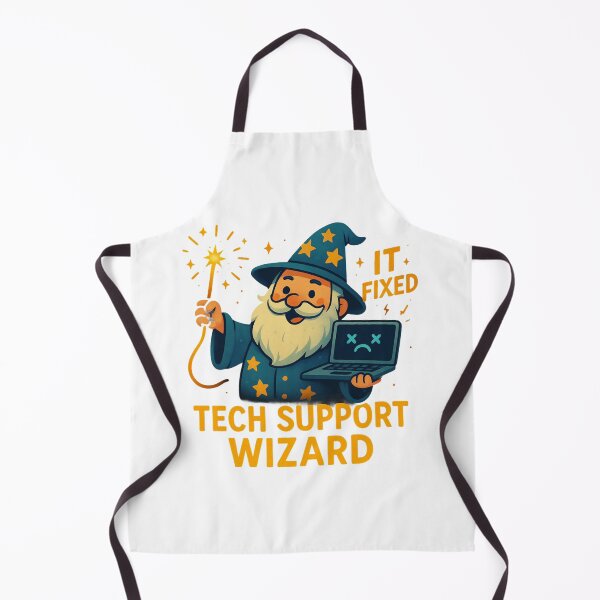 Item preview, Funny Tech Support Wizard Fixing Computer Cartoon Design. designed and sold by The-T-In-Retro.