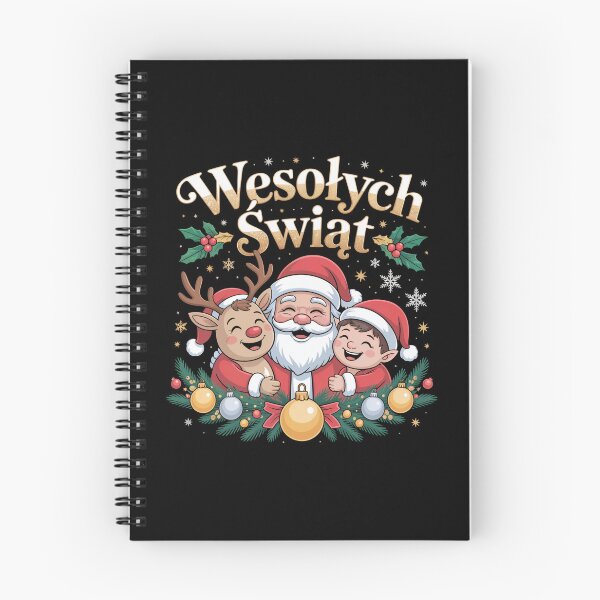 Item preview, Wesolych Swiat Polish Christmas Santa Reindeer Elf designed and sold by MadCatPrints.
