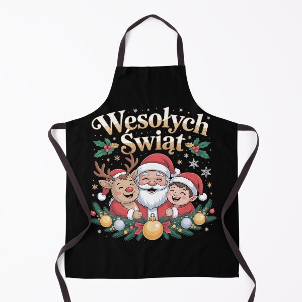 Item preview, Wesolych Swiat Polish Christmas Santa Reindeer Elf designed and sold by MadCatPrints.