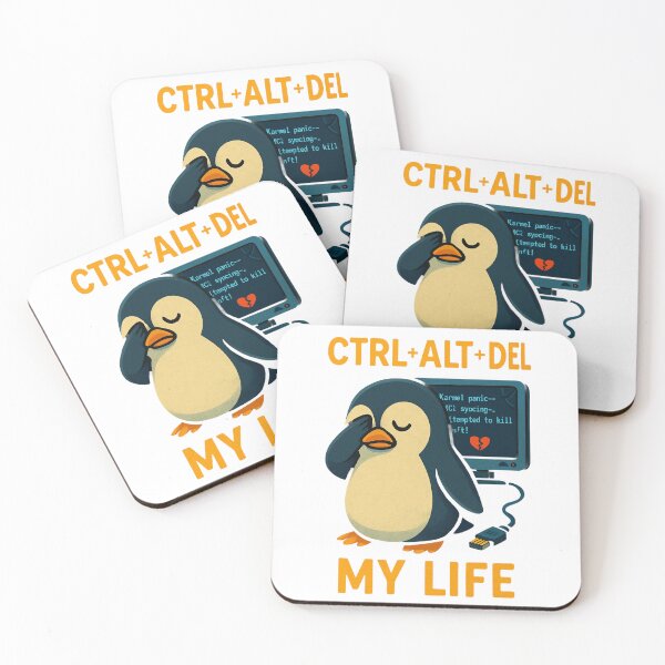 Item preview, Sad Penguin Rebooting Life Ctrl Alt Del Tech Humour. designed and sold by The-T-In-Retro.