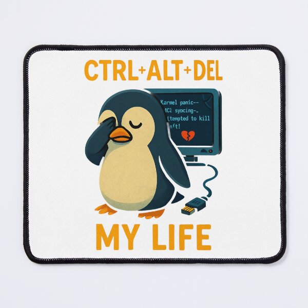 Item preview, Sad Penguin Rebooting Life Ctrl Alt Del Tech Humour. designed and sold by The-T-In-Retro.