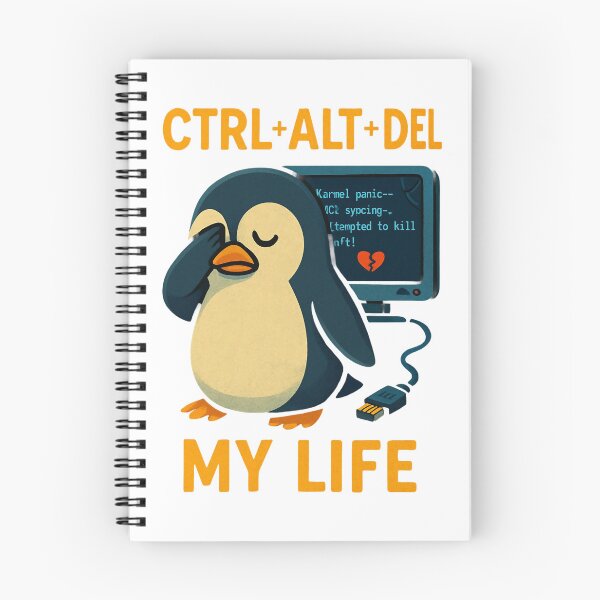 Item preview, Sad Penguin Rebooting Life Ctrl Alt Del Tech Humour. designed and sold by The-T-In-Retro.