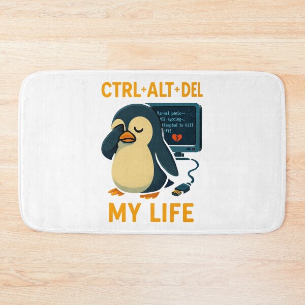 Item preview, Sad Penguin Rebooting Life Ctrl Alt Del Tech Humour. designed and sold by The-T-In-Retro.