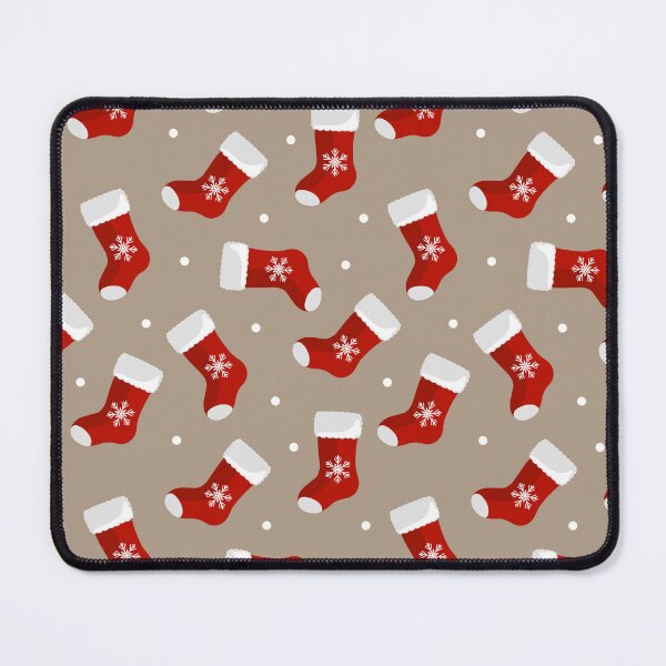 Item preview, Seamless pattern with red Christmas socks for gifts and snowflakes on beige background designed and sold by OlhaBondarenko.