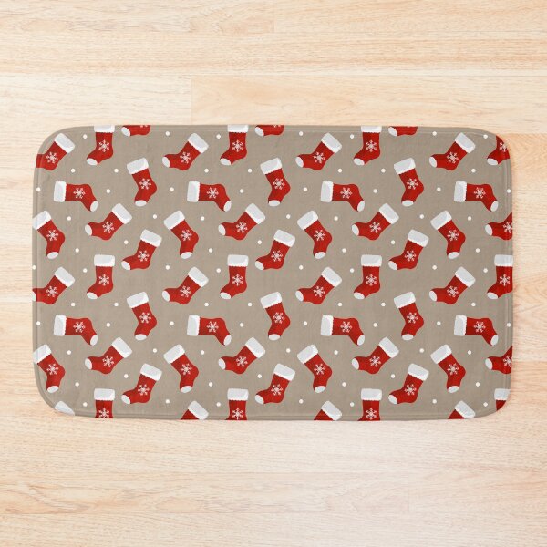 Item preview, Seamless pattern with red Christmas socks for gifts and snowflakes on beige background designed and sold by OlhaBondarenko.