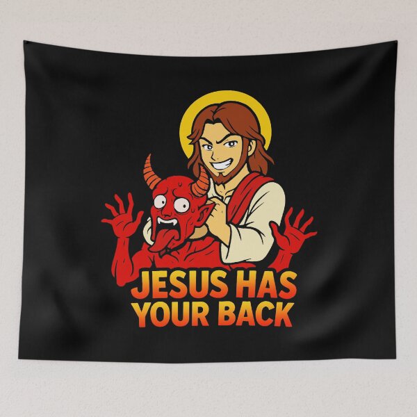 Item preview, Jesus Has Your Back meme Jesus Christ Bible Quote designed and sold by plushism.