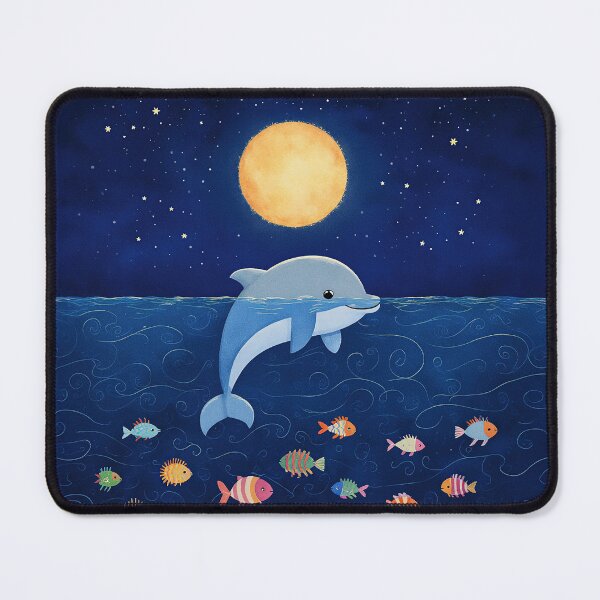 Item preview, Dolphin and the Moon – Ocean of Dreams designed and sold by Whimsical Hug.