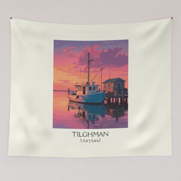 Item preview, Tilghman Island Maryland | Watermen's Village Sunset Poster designed and sold by TuncGK.