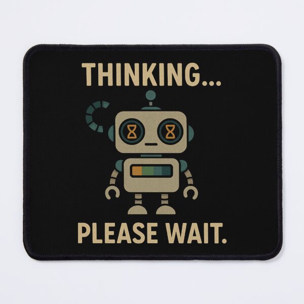 Item preview, Funny Robot in Thinking Mode Please Wait T-Shirt Design. designed and sold by The-T-In-Retro.