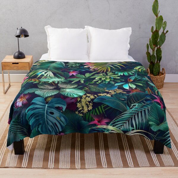 Artikelvorschau, Neonfarbener, stimmungsvoller Blumenduft mit Monstera und Palmenblättern entworfen und verkauft von Atlas Kai.