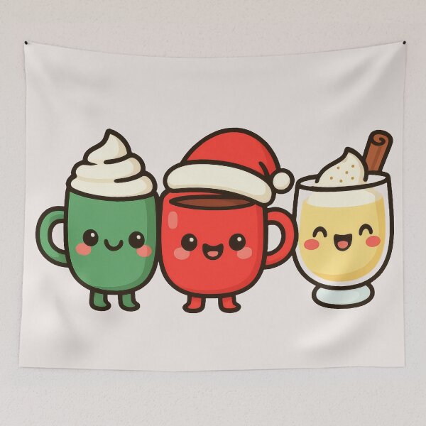 Item preview, Holiday Drink Buddies – Cute Kawaii Hot Cocoa, Peppermint Mocha, and Eggnog Characters designed and sold by Ombrya.