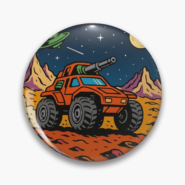 Item preview, Retro Sci-Fi Moon Patrol with Alien UFO and Space Tank. designed and sold by The-T-In-Retro.