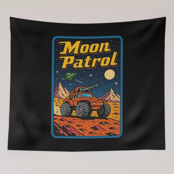 Item preview, Retro Sci-Fi Moon Patrol with Alien UFO and Space Tank. designed and sold by The-T-In-Retro.