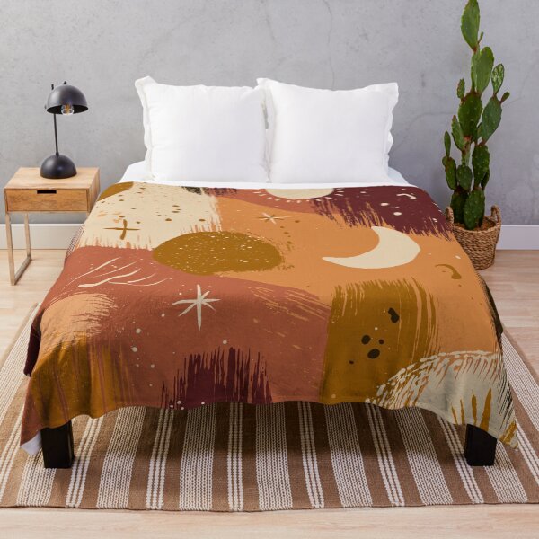 Item preview, Abstract Boho Celestial Brushstroke Pattern - Sun, Moon & Stars Design designed and sold by SaadArtCo.