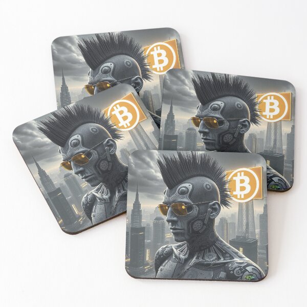 Item preview, Cyberpunk Bitcoin Warrior – Futuristic Crypto Revolution Art designed and sold by Benito Del Ray.