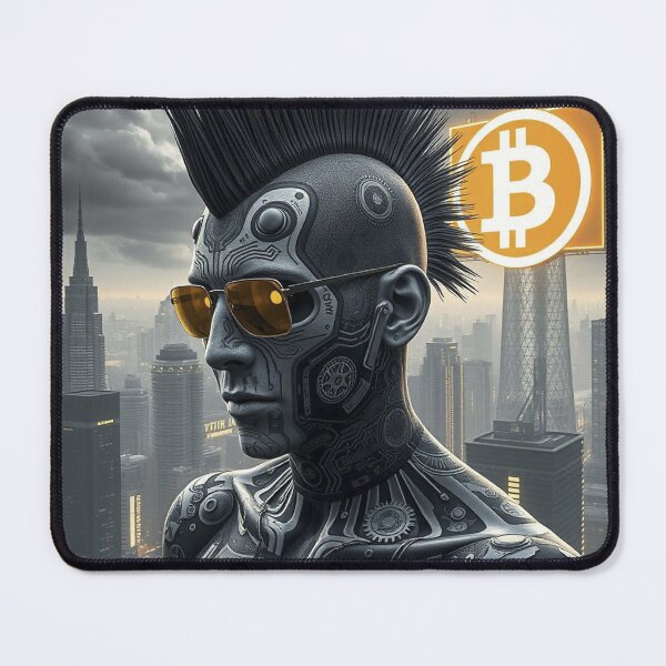 Item preview, Cyberpunk Bitcoin Warrior – Futuristic Crypto Revolution Art designed and sold by Benito Del Ray.