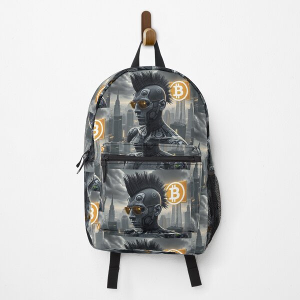 Item preview, Cyberpunk Bitcoin Warrior – Futuristic Crypto Revolution Art designed and sold by Benito Del Ray.