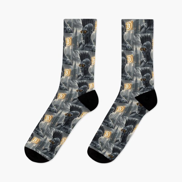 Item preview, Cyberpunk Bitcoin Warrior – Futuristic Crypto Revolution Art designed and sold by Benito Del Ray.