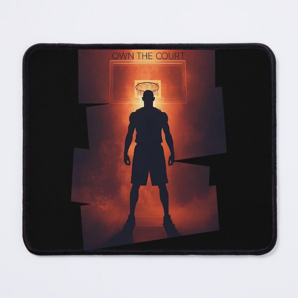 Item preview, Basketball Player silhouette standing tall with glowing hoop behind white text-Own The Court 2 designed and sold by Neon G.