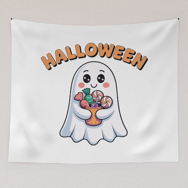 Item preview, Cute Ghost Holding Candy Halloween designed and sold by PaleDot.