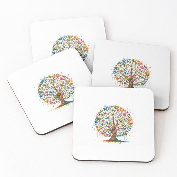 Item preview, Vibrant Tree of Life Watercolor Art | Abstract Rainbow Splash Illustration designed and sold by Colorful-Garden.