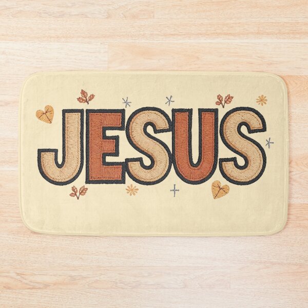 Item preview, JESUS Faux Embroidered Patch Design, Faith Inspirational Christian Digital Art, Hand-Drawn Stitched Letters, Religious PNG Clipart designed and sold by Hope & Light Designs.